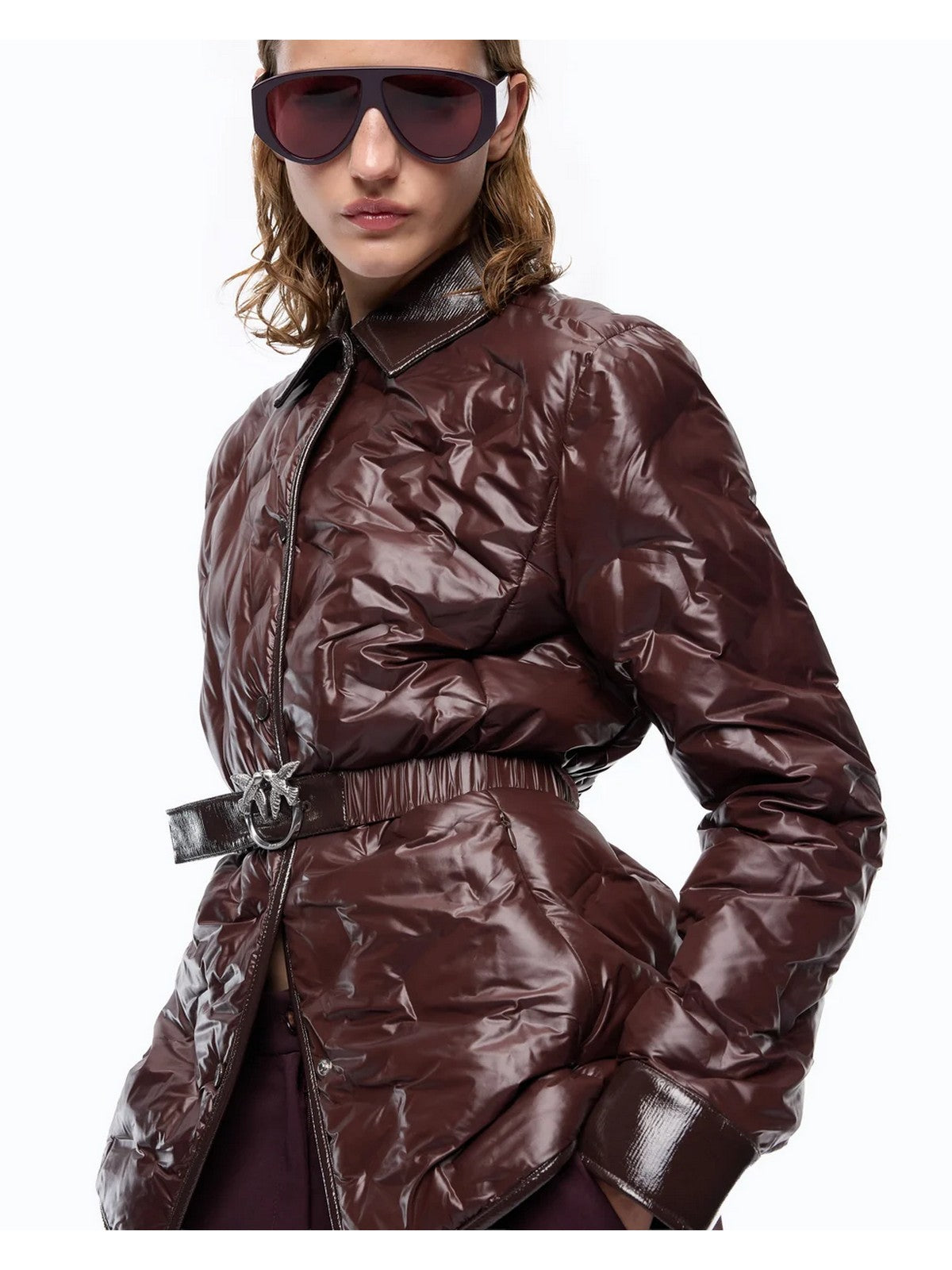 PINKO Piumino Donna DIPLADENIA IMBOTTITO TELA TECN MARRONE TESTA MORO - 107163-A3FI L72