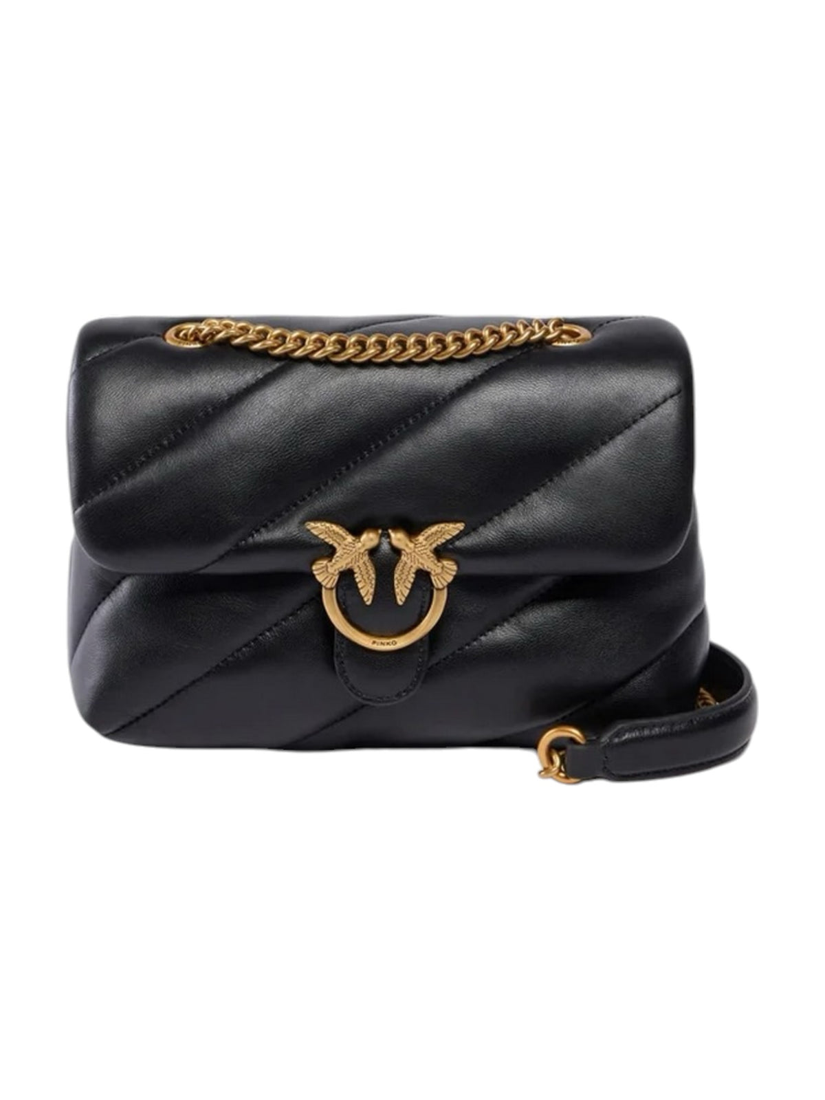 PINKO Borsa Donna LOVE PUFF MINI SMALL B. SHEEP NERO-ANTIQUE GOLD - 107617-A0F2 Z99Q