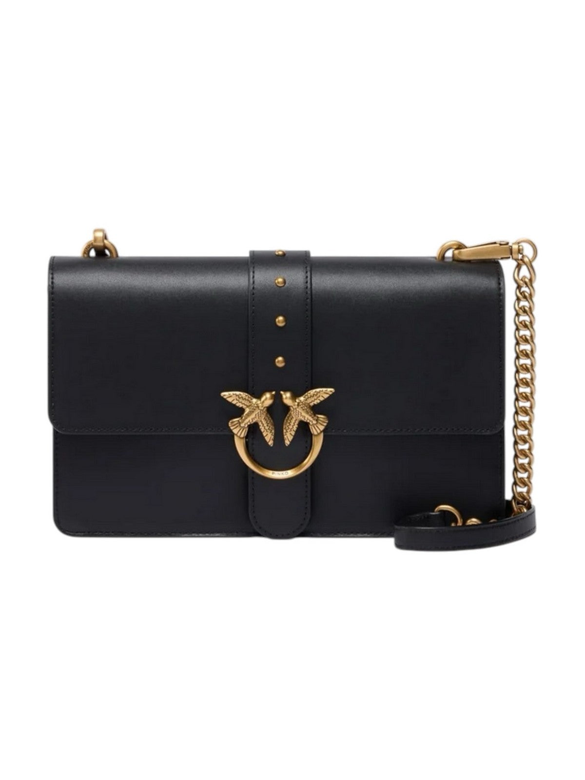 PINKO Borsa Donna LOVE ONE CLASSIC ST. SMALL B. NERO-ANTIQUE GOLD - 107621-A0F1 Z99Q