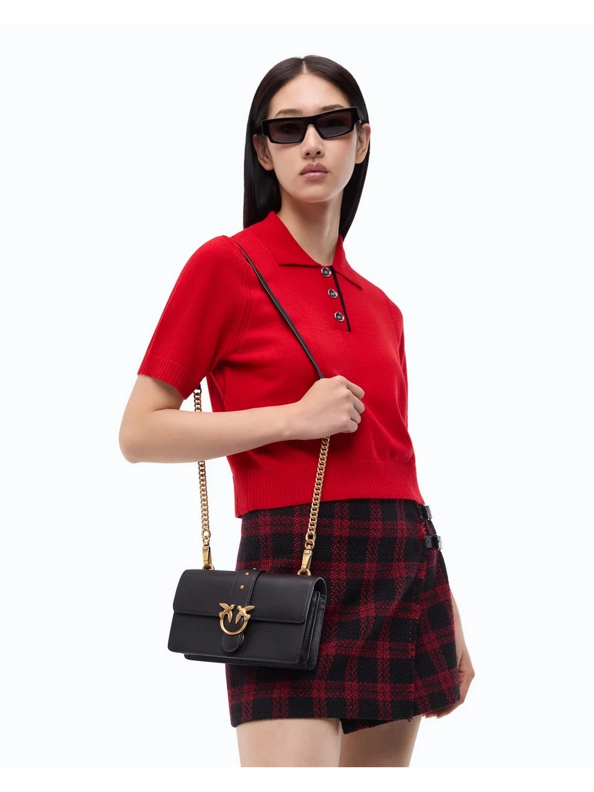 PINKO Borsa Donna LOVE ONE MINI ST. SMALL B. VIT NERO-ANTIQUE GOLD - 107622-A0F1 Z99Q