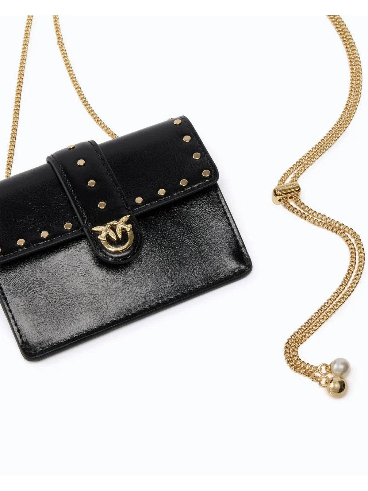 PINKO Portacarte Donna LOVE POCKET STUDS VIT. POLISHE NERO LIMOUSINE-ORO - 107637-A3LP Z99Y