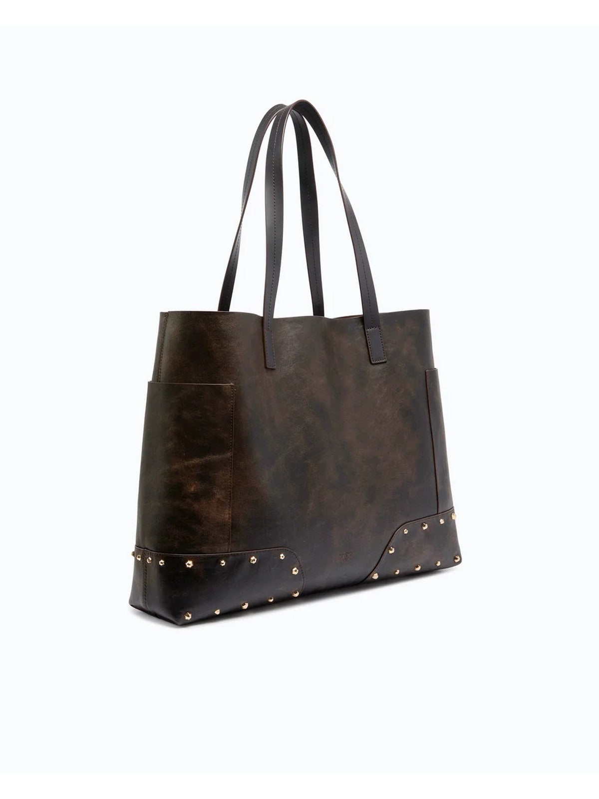 PINKO Borsa Donna TOTE BAG STUDS PATCH CLOUD LEA DARK BROWN-GOLD - 107650-A3MA L64Y