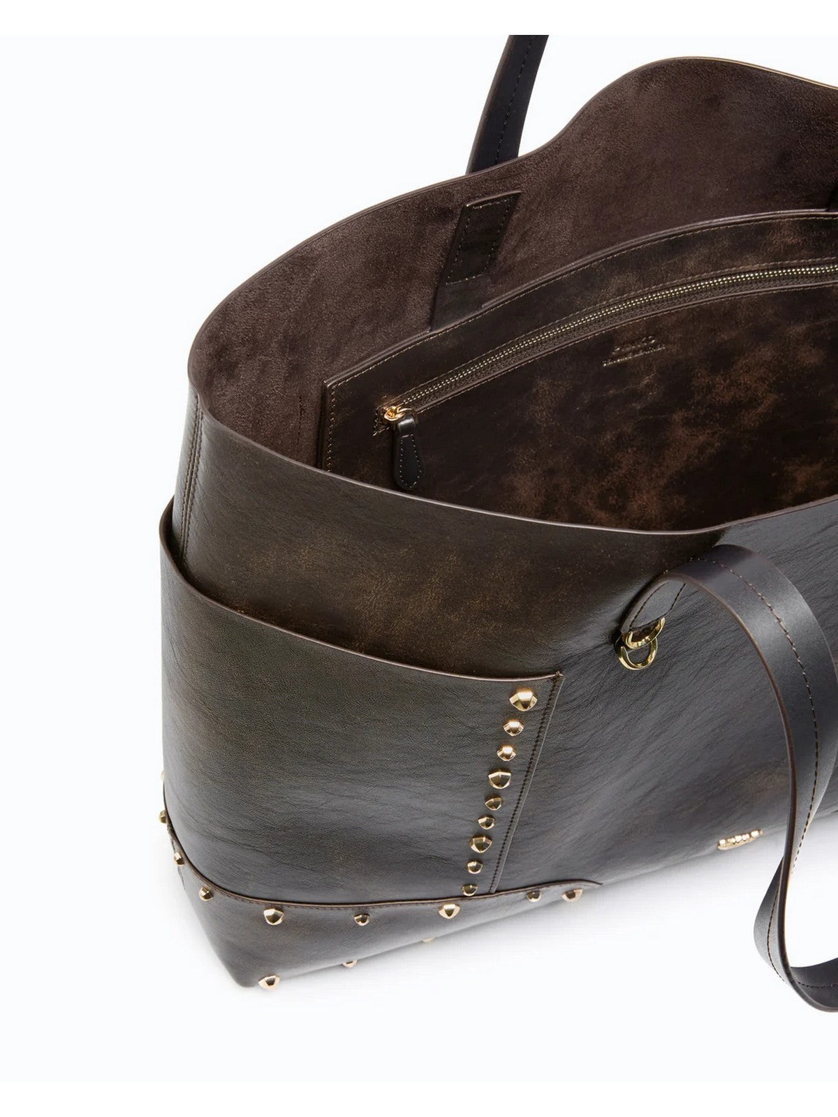 PINKO Borsa Donna TOTE BAG STUDS PATCH CLOUD LEA DARK BROWN-GOLD - 107650-A3MA L64Y