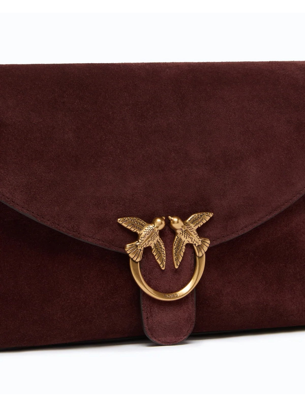 PINKO Borsa Donna LOVE SATCHEL CLASSIC SUEDE BORGOGNA-ANTIQUE GOLD - 107655-A0F6 W34Q