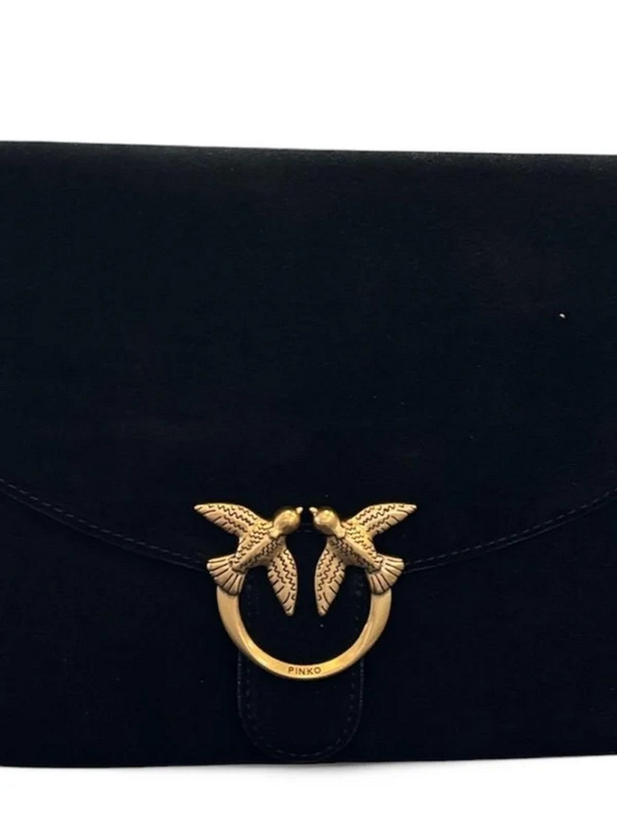 PINKO Borsa Donna LOVE SATCHEL CLASSIC SUEDE NERO-ANTIQUE GOLD - 107655-A0F6 Z99Q