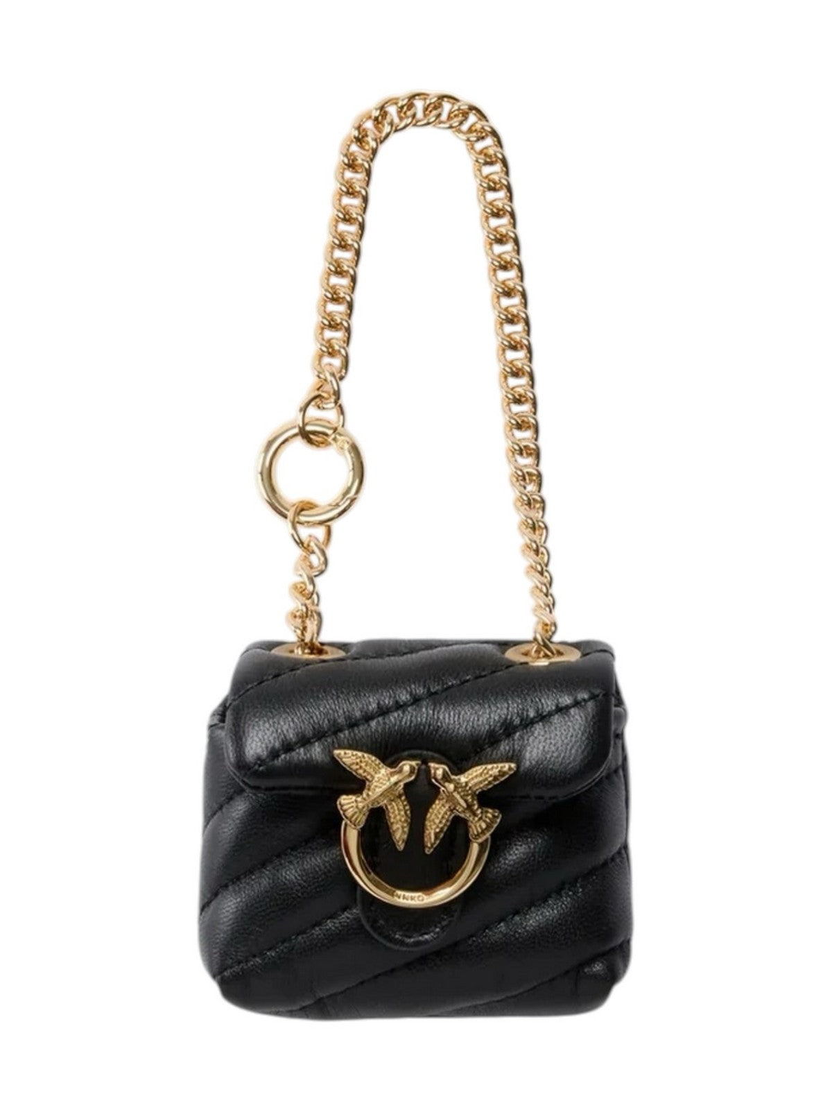 PINKO Portachiave Donna NANO LOVE PUFF SHEEP NAPPA NERO LIMOUSINE-ORO - 107659-A0F2 Z99Y