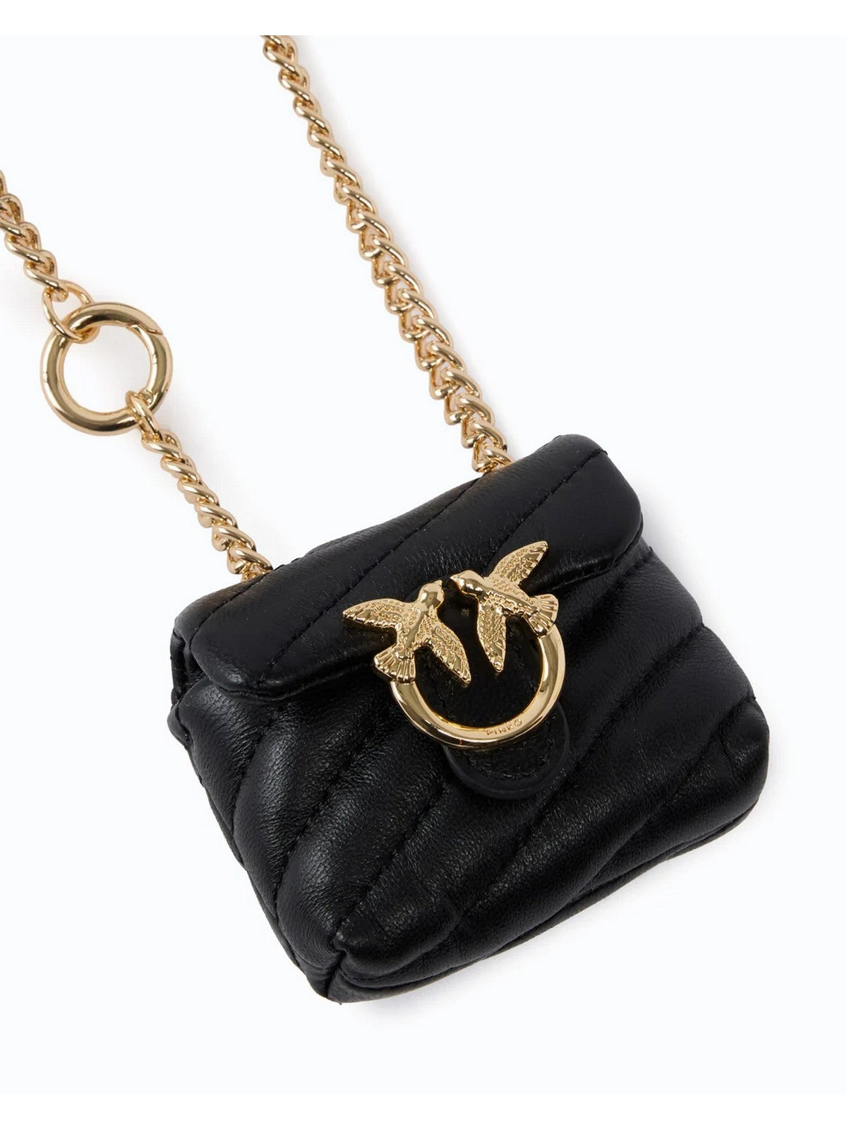 PINKO Portachiave Donna NANO LOVE PUFF SHEEP NAPPA NERO LIMOUSINE-ORO - 107659-A0F2 Z99Y