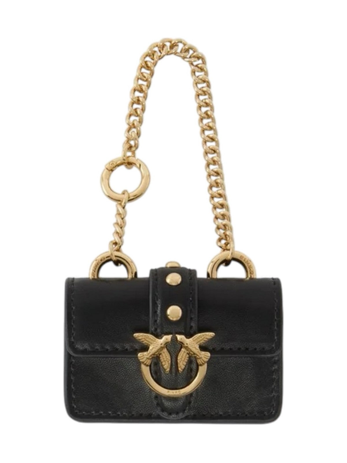 PINKO Portachiave Donna NANO LOVE ONE VITELLO SETA NERO LIMOUSINE-ORO - 107660-A0F1 Z99Y