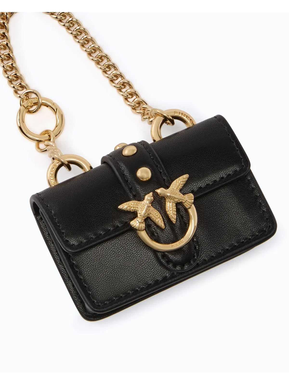 PINKO Portachiave Donna NANO LOVE ONE VITELLO SETA NERO LIMOUSINE-ORO - 107660-A0F1 Z99Y