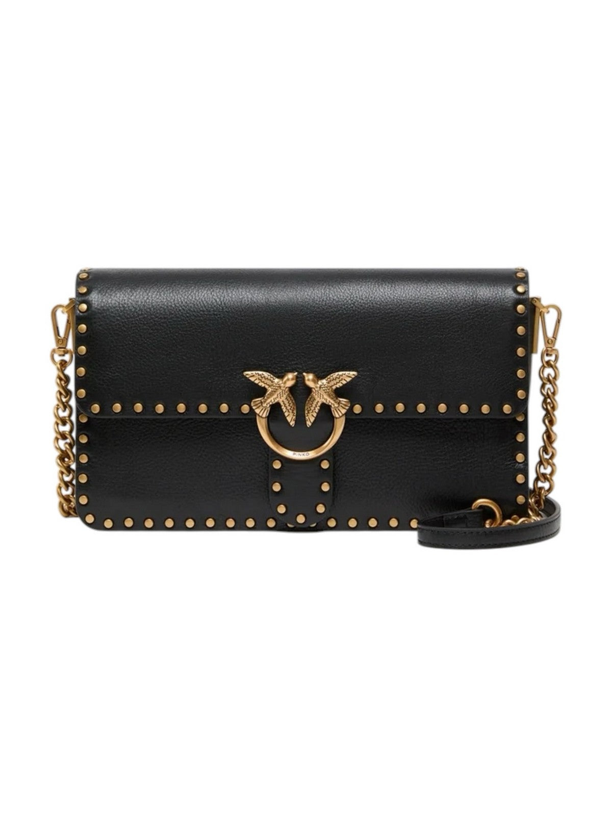 PINKO Borsa Donna LOVE ONE SLOUCHY CL STUDS SMAL NERO-ANTIQUE GOLD - 107664-A2JG Z99Q