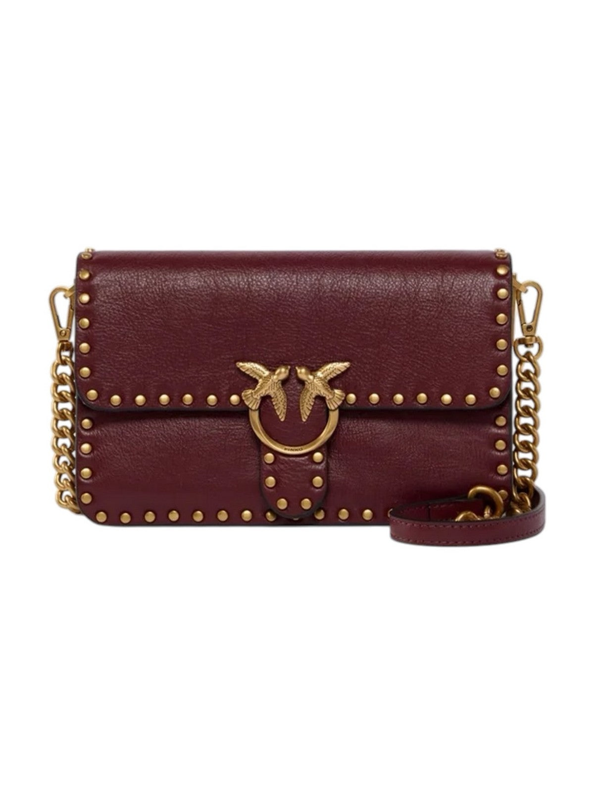 PINKO Borsa Donna LOVE ONE SLOUCHY MN. STUDS SMA RIBES INTENSO-ANTIQUE GOLD - 107665-A2JG WW5Q