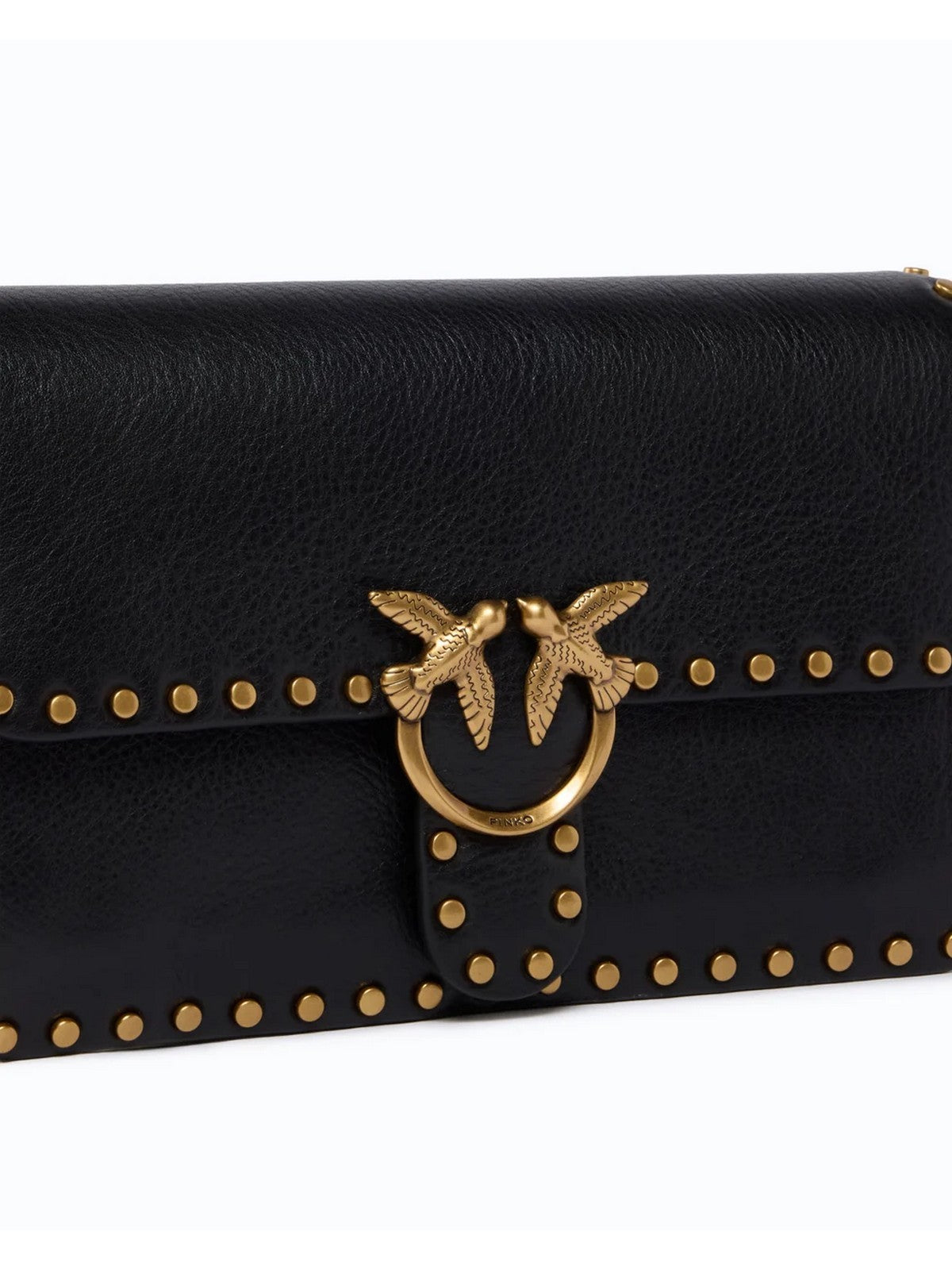 PINKO Borsa Donna LOVE ONE SLOUCHY MN. STUDS SMA NERO-ANTIQUE GOLD - 107665-A2JG Z99Q