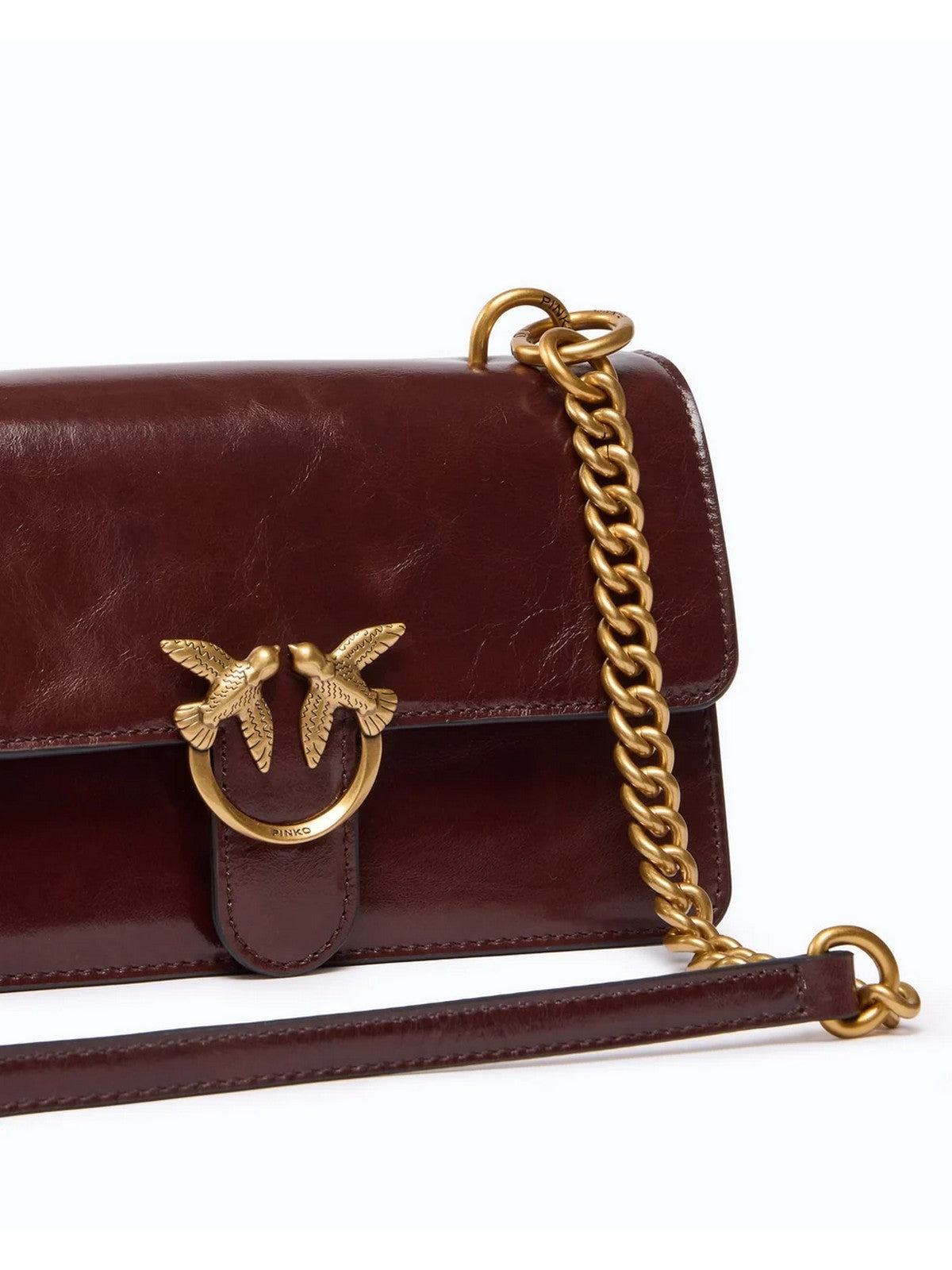 PINKO Borsa Donna LOVE ONE MN LGHT IMIT.FUR H. V BORGOGNA-ANTIQUE GOLD - 107676-A3LP W34Q