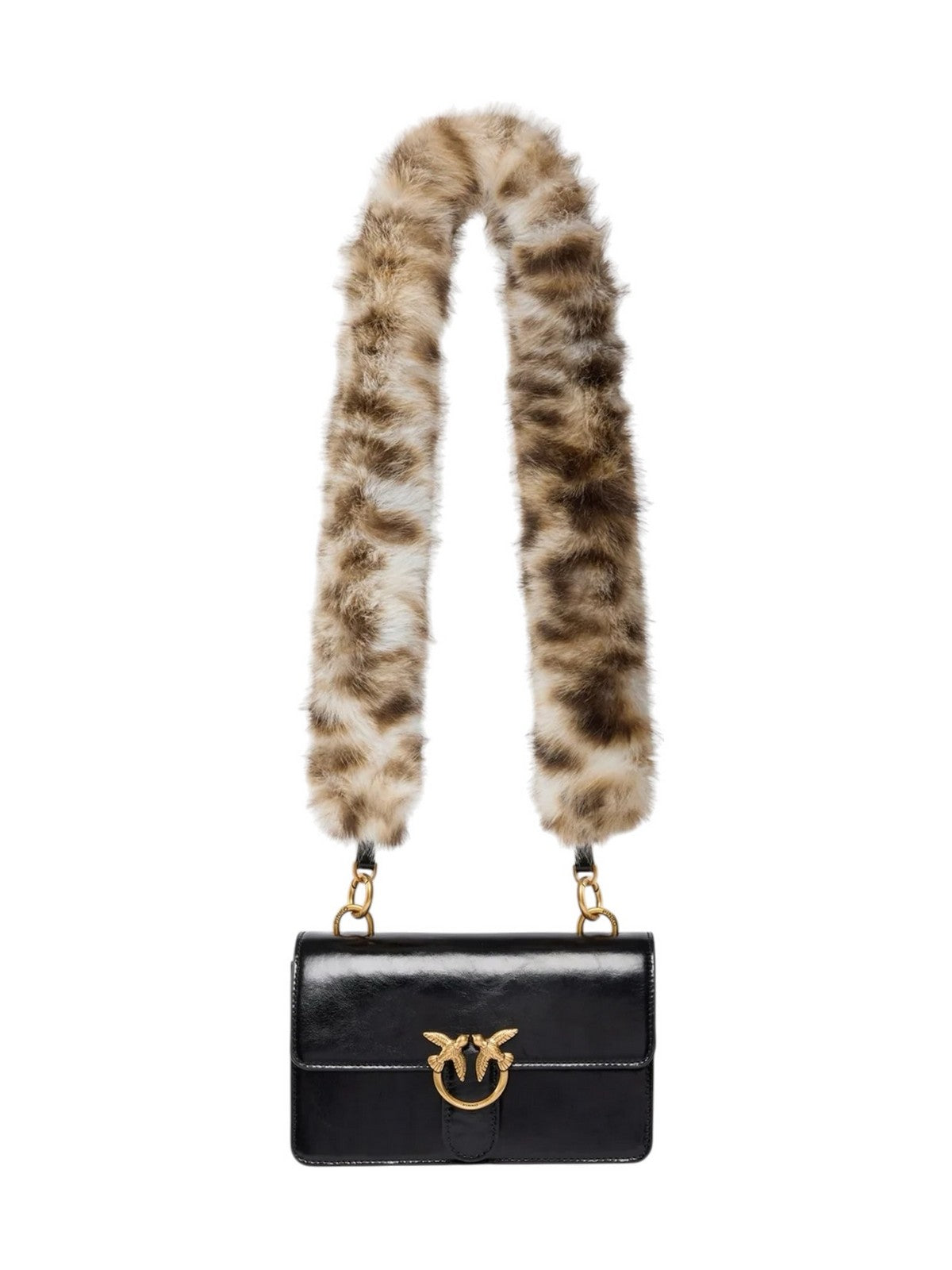 PINKO Borsa Donna LOVE ONE MN LGHT MACULA IMIT.F NERO/BIANCO/MARRONE-ANTIQUE GO - 107677-A3LP ZM5Q