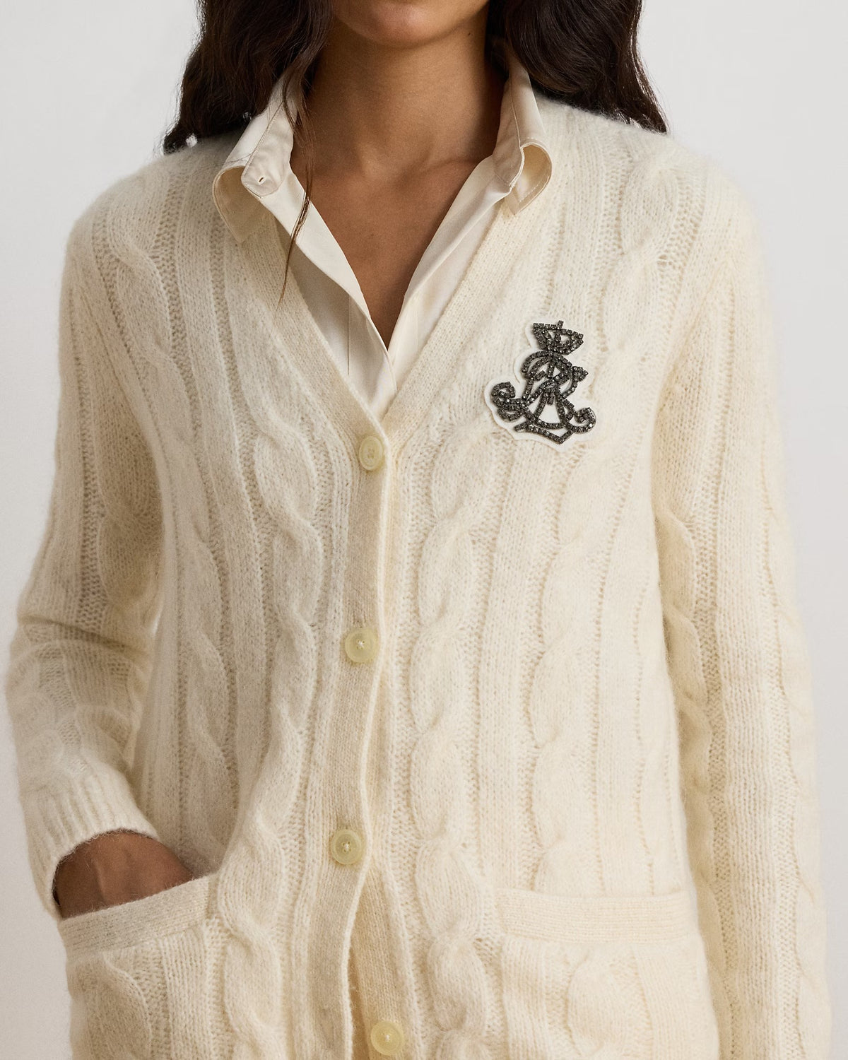 LAUREN RALPH LAUREN Cardigan Donna SWEATER-CARDIGAN MASCARPONE CREAM - 200B27529 002