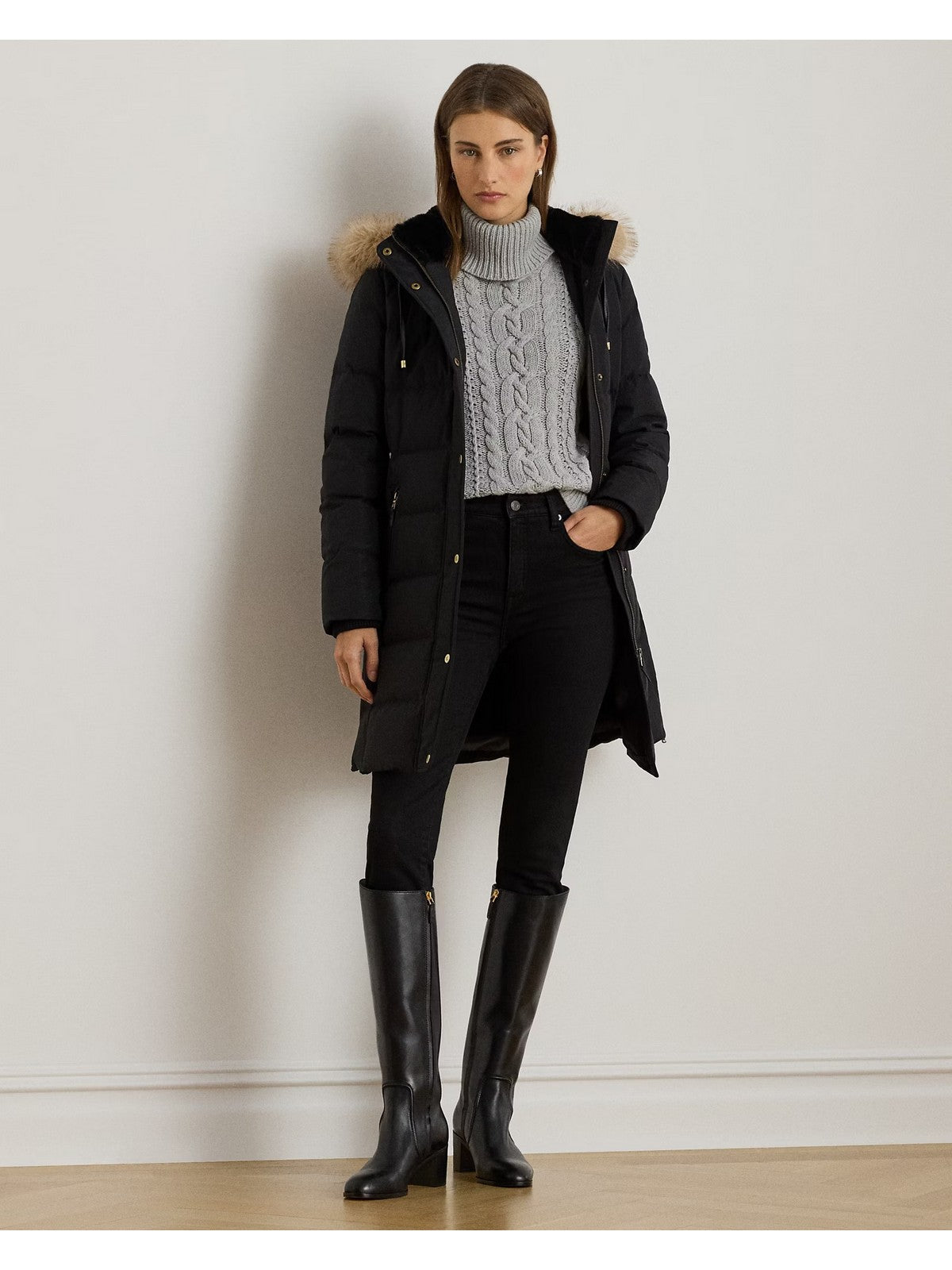 LAUREN RALPH LAUREN Piumino Donna HT PF TRHD35-INSULATED-COAT BLACK - 297957509 001