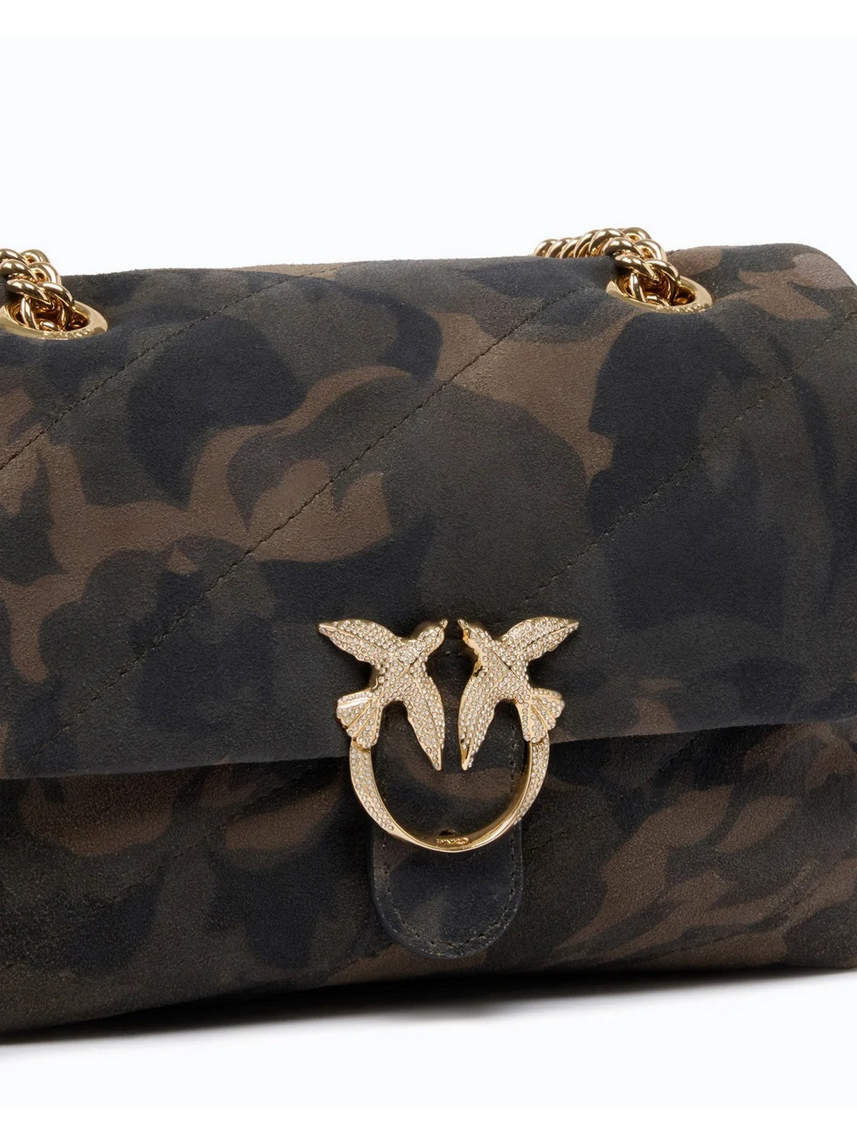 PINKO Borsa Donna LOVE PUFF MINI CL SUEDE PRINT MULT.MILITAR GREEN-GOLD - 100039-A3LR ST3Y