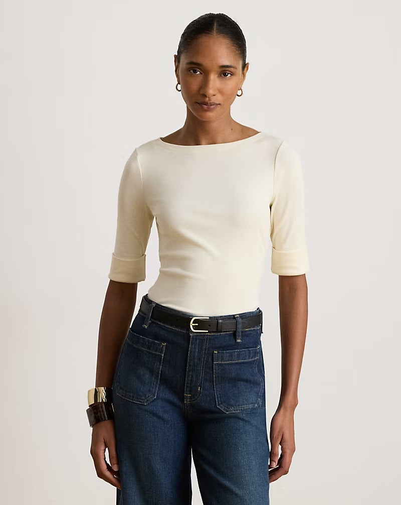 LAUREN RALPH LAUREN Maglia Donna JUDY-ELBOW SLEEVE-KNIT MASCARPONE CREAM - 200654963 036