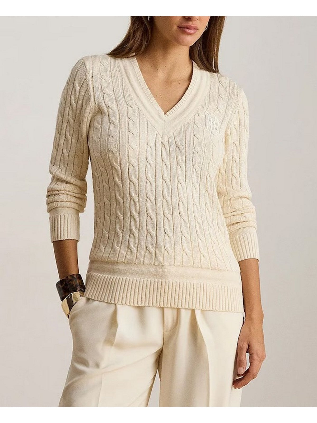 LAUREN RALPH LAUREN Maglione Donna MEREN-LONG SLEEVE-PULLOVER MASCARPONE CREAM - 200888795 011