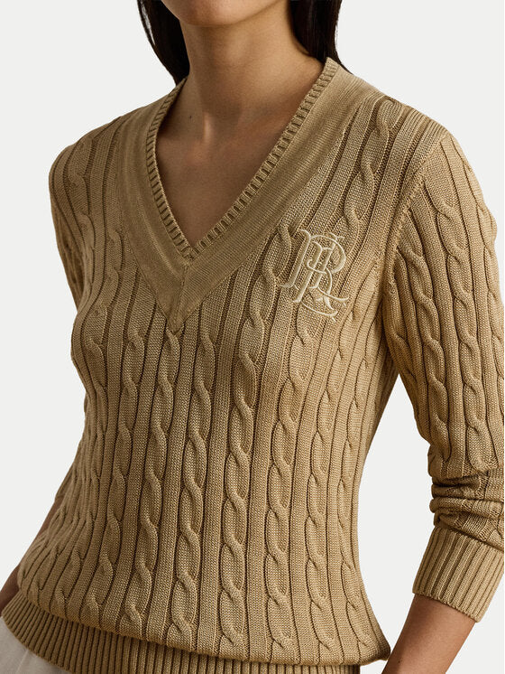 LAUREN RALPH LAUREN Maglione Donna MEREN-LONG SLEEVE-PULLOVER BIRCH TAN - 200888795 013