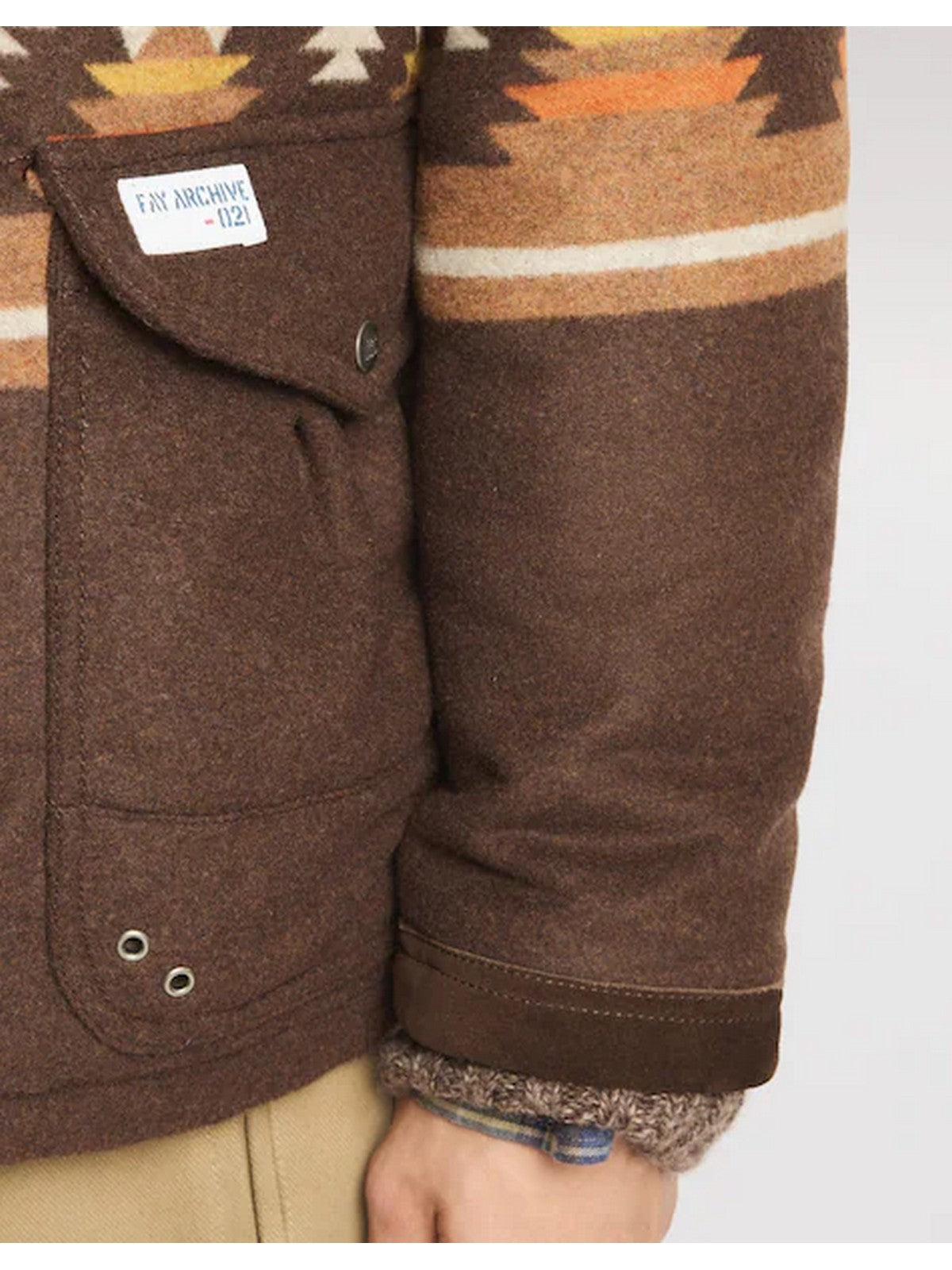 FAY Giubbino Uomo 4 GANCI JACQUARD DESERTCODE ARCHIVE S800(T.MORO)+S810(TAB. SC )+S805(BRUNO)+S604(NOCE) - MAM13531580YTI009M