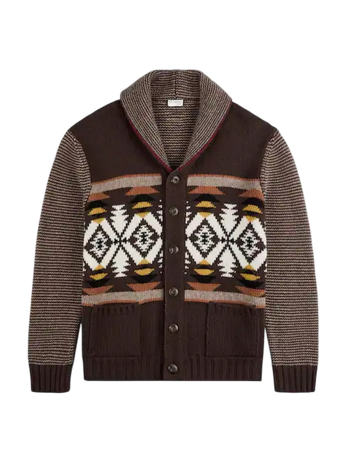 FAY Cardigan Uomo CARDIGAN JACQUARD DESERT CODE ARC S806(BRONZO)+C407(PALUDE)+S814(PIPA)+B999(NERO) - MMMC1532770YTY0XD9