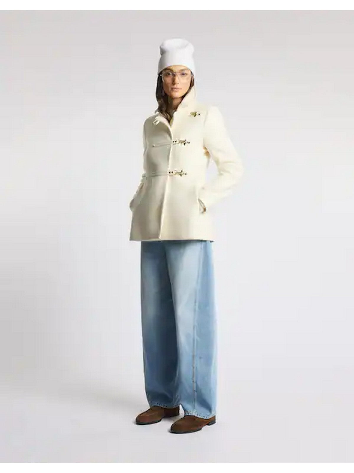 FAY Cappotto Donna CABAN CON ALAMARI IN TESSUTO+3GANCI BIANCO LANA - NAW13533080SGLB008