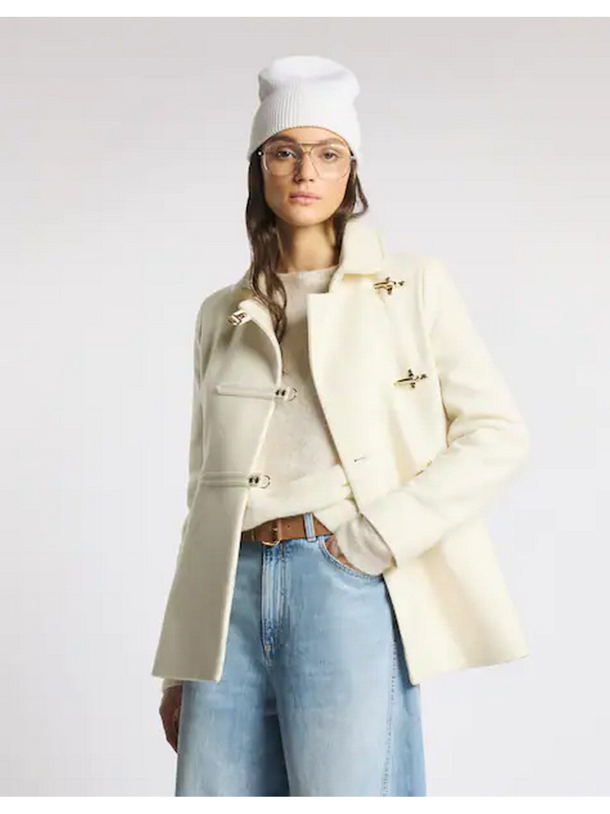 FAY Cappotto Donna CABAN CON ALAMARI IN TESSUTO+3GANCI BIANCO LANA - NAW13533080SGLB008