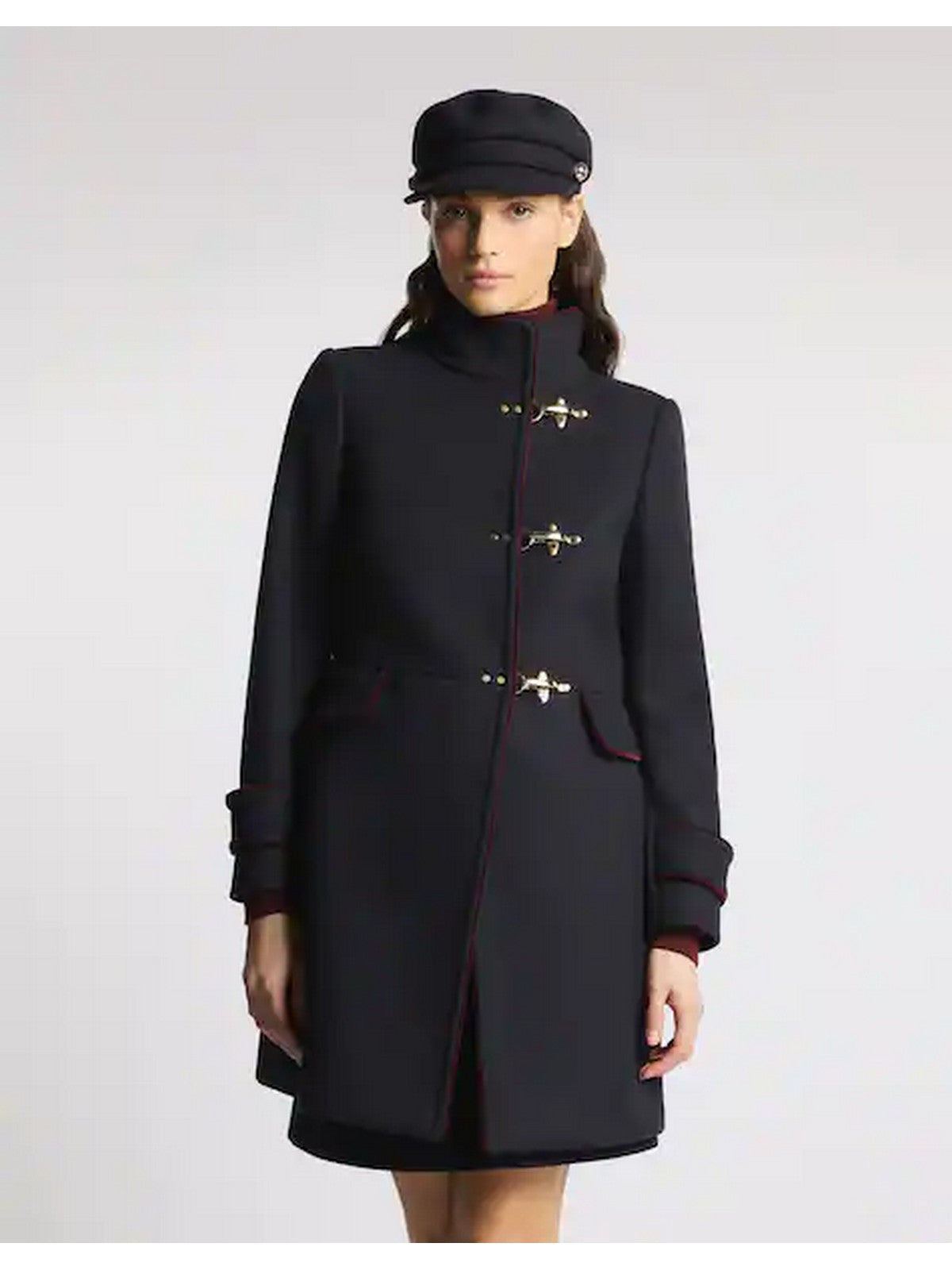 FAY Cappotto Donna VIRGINIA CAMPUS 3 GANCI + PIPING BLU PETROLIO - NAW50533010YMVU809