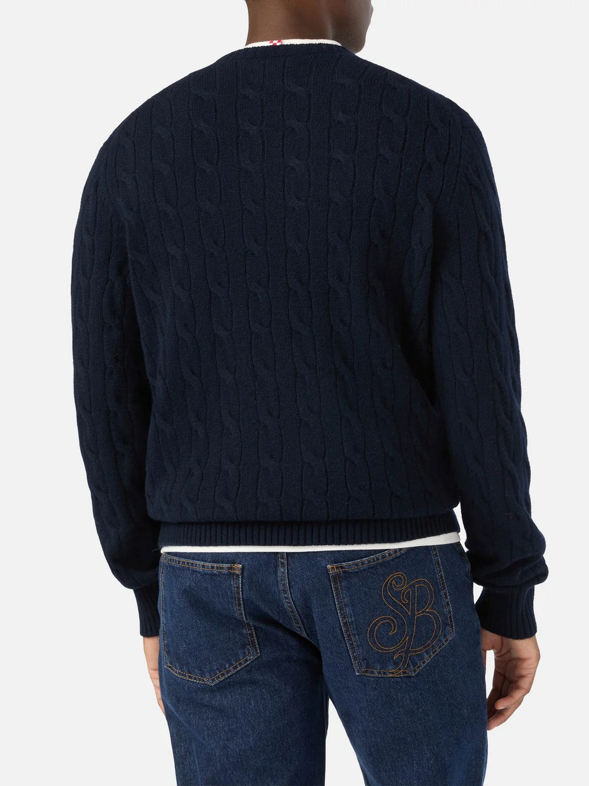 MC2 SAINT BARTH Maglione Uomo 62 NIGHT BLUE - REGENT BRAID WOOL 00044M