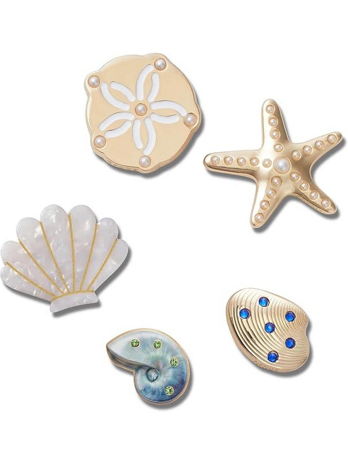 Crocs JIBBITZ Unisex adulto Gold Seashell 5 Pack - CR.6041 JIB UCOL