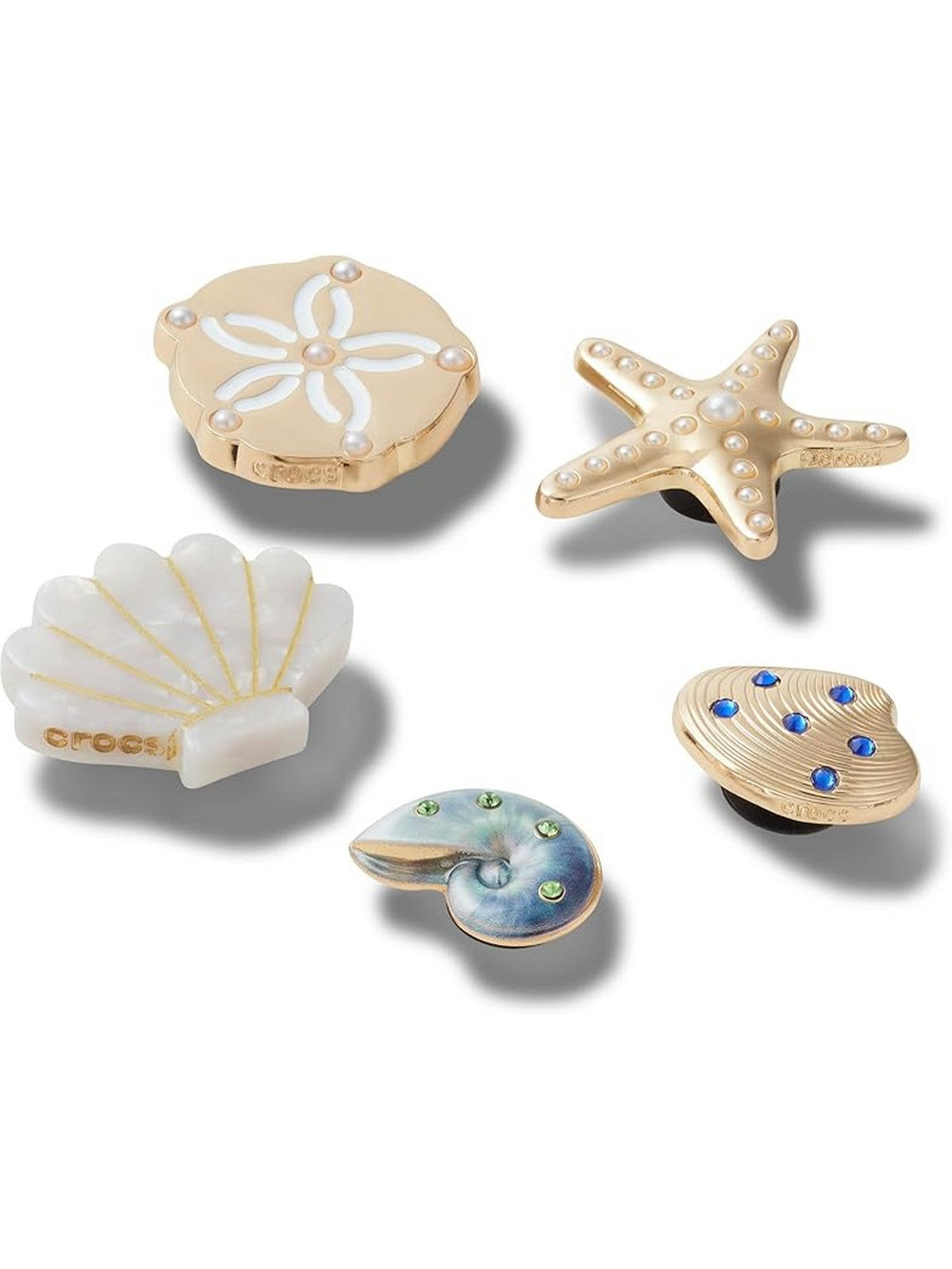 Crocs JIBBITZ Unisex adulto Gold Seashell 5 Pack - CR.6041 JIB UCOL