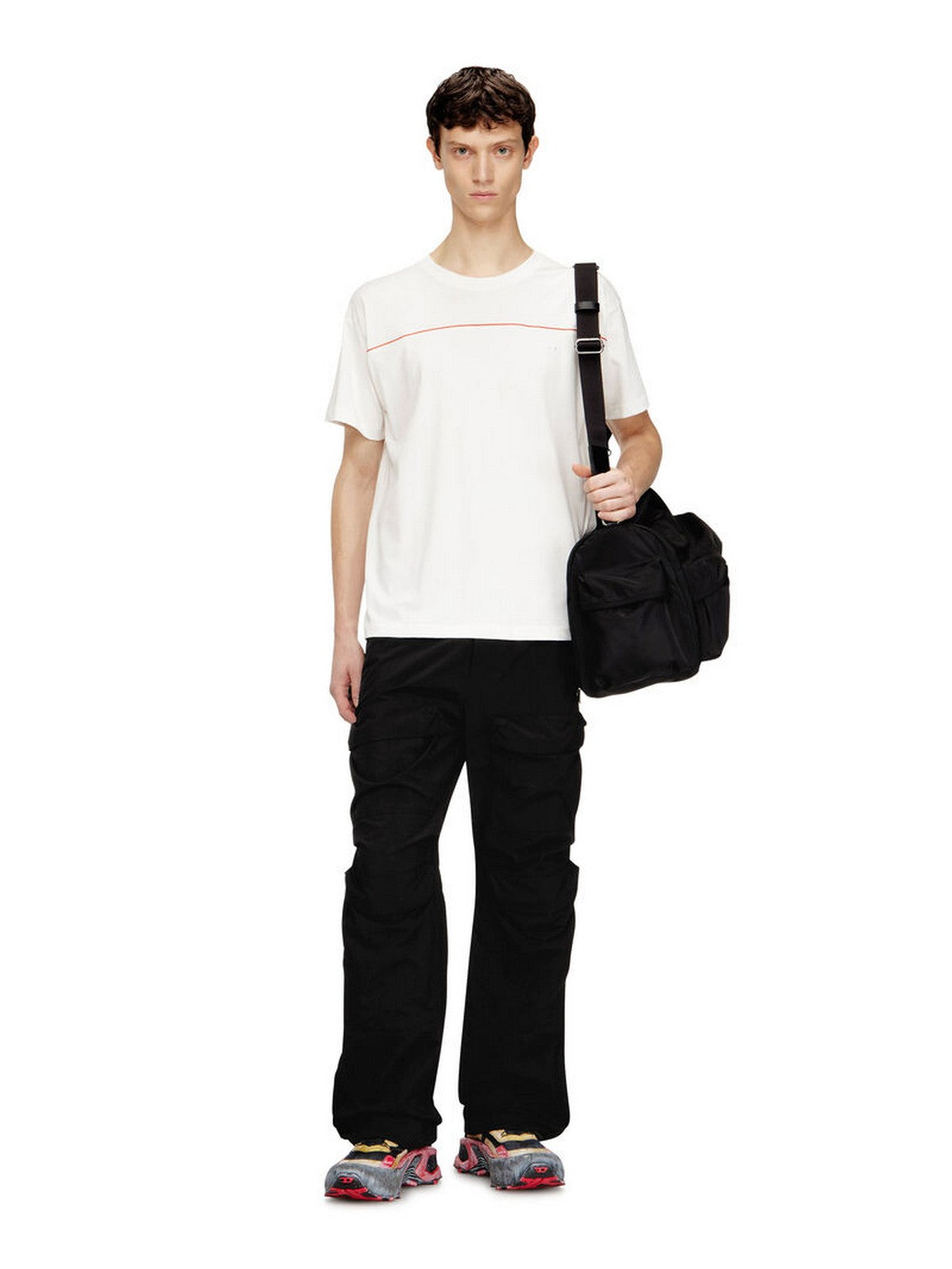DIESEL T-shirt Uomo T-NORM-PIPING MAGLIETTA Avorio - A21118 0NIAX 141 gioboutiqueweb