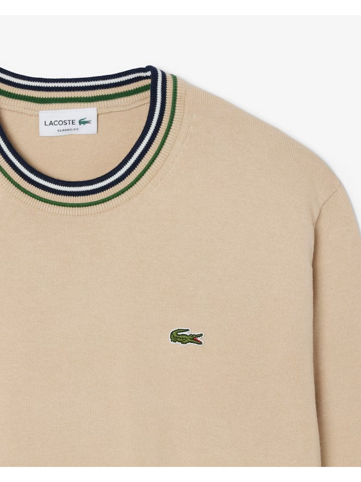 LACOSTE Maglione Uomo AH5158 DV0 BEIGE/BLU NAVY gioboutiqueweb