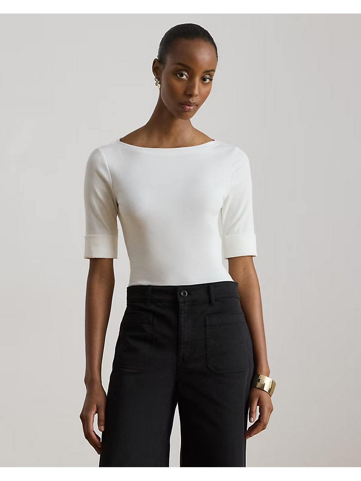 LAUREN RALPH LAUREN T-shirt Donna JUDY-ELBOW SLEEVE-KNIT WHITE - 200654963 007