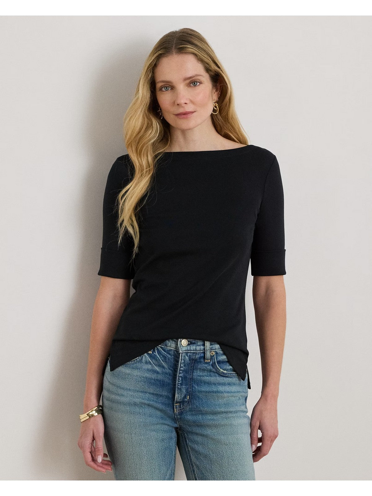 LAUREN RALPH LAUREN Maglia Donna JUDY-ELBOW SLEEVE-KNIT 200654963 001 POLO BLACK