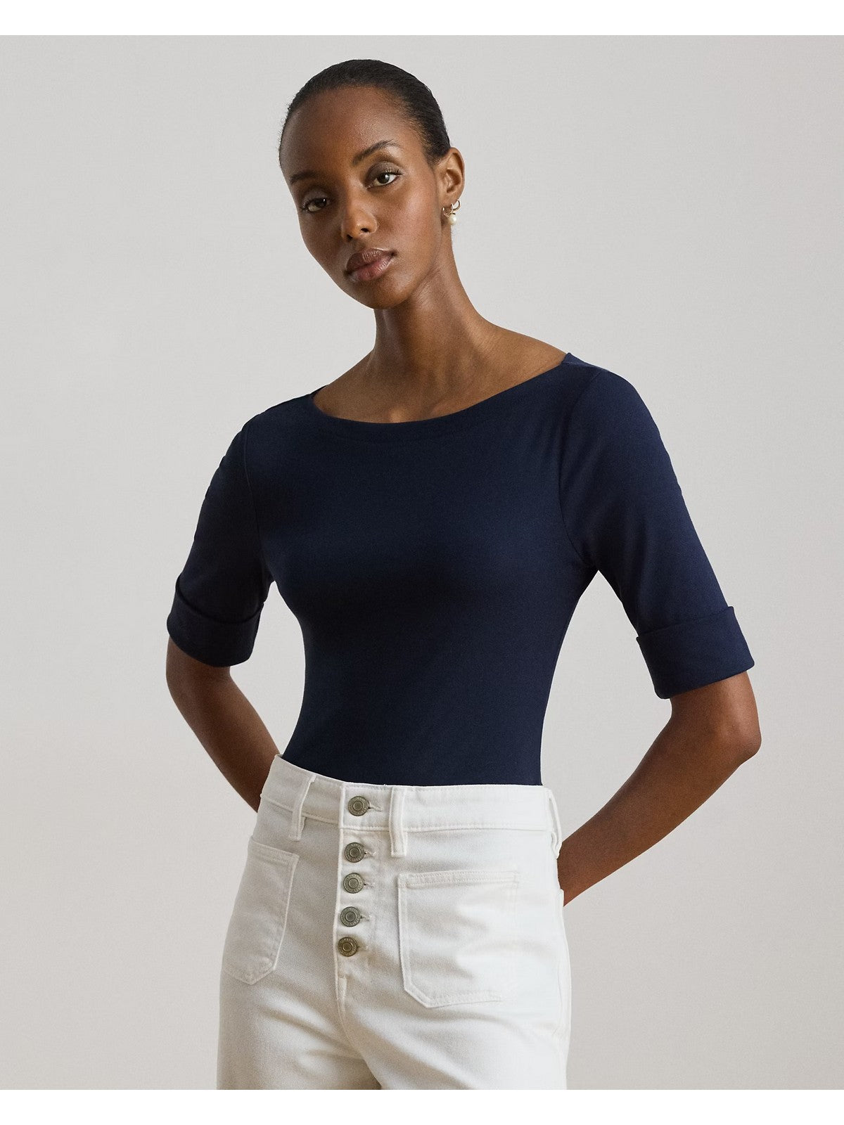 LAUREN RALPH LAUREN Maglia Donna JUDY-ELBOW SLEEVE-KNIT 200654963 079 LAUREN NAVY