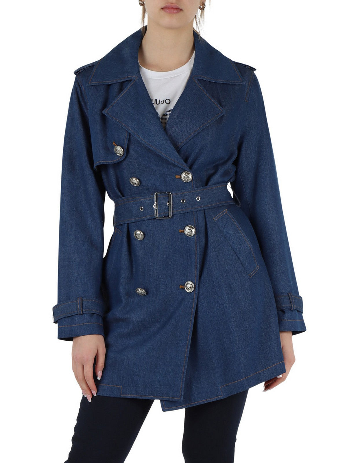LIU JO BLUE DENIM Trench Donna UA5173D0231 78844 Den.Blue dk.tencel c gioboutiqueweb