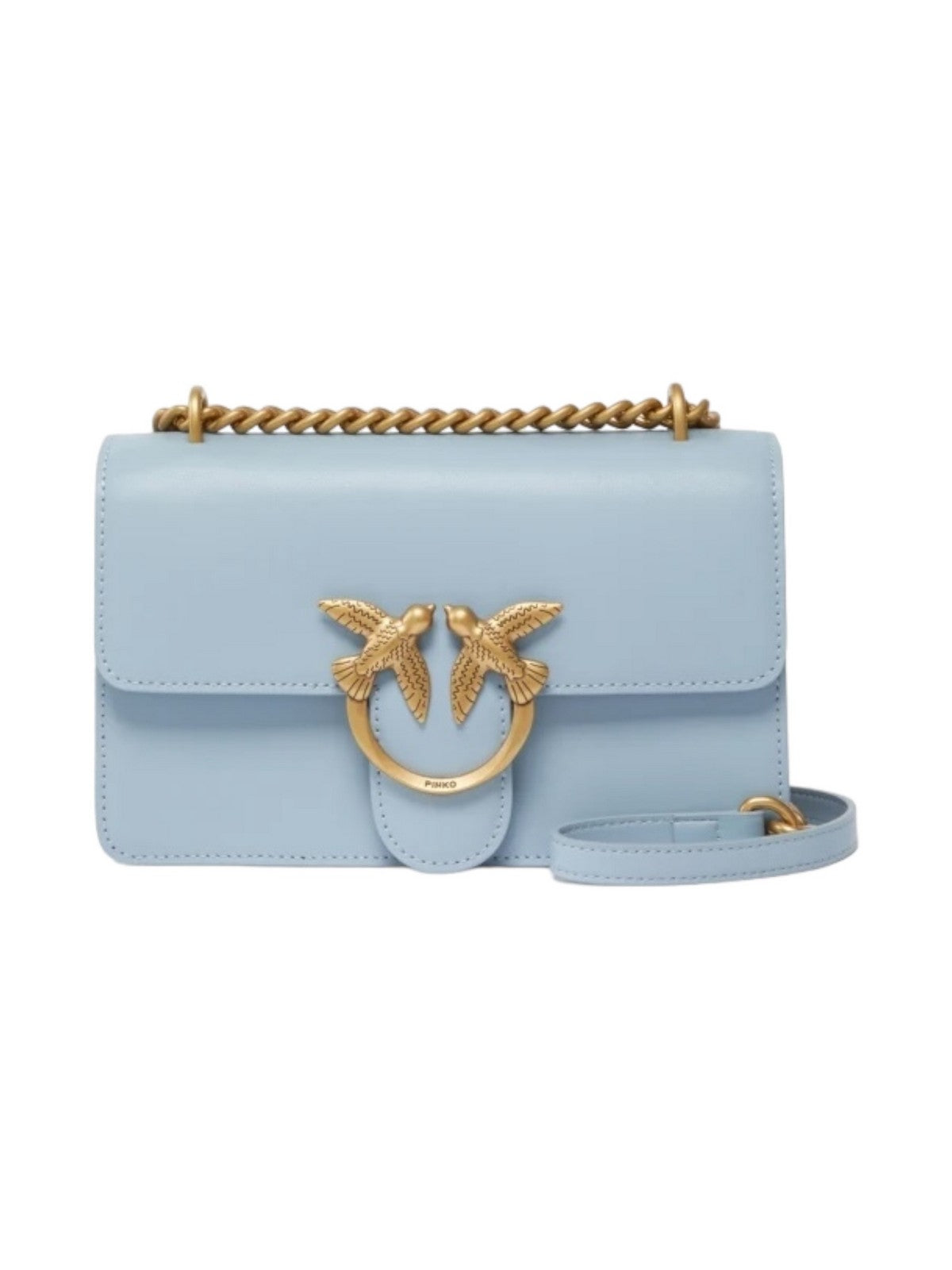 PINKO Borsa Donna Love One Mini Dc Vitello Seta 100074-A0F1 E57Q LIGHT BLUE-ANTIQUE GOLD gioboutiqueweb