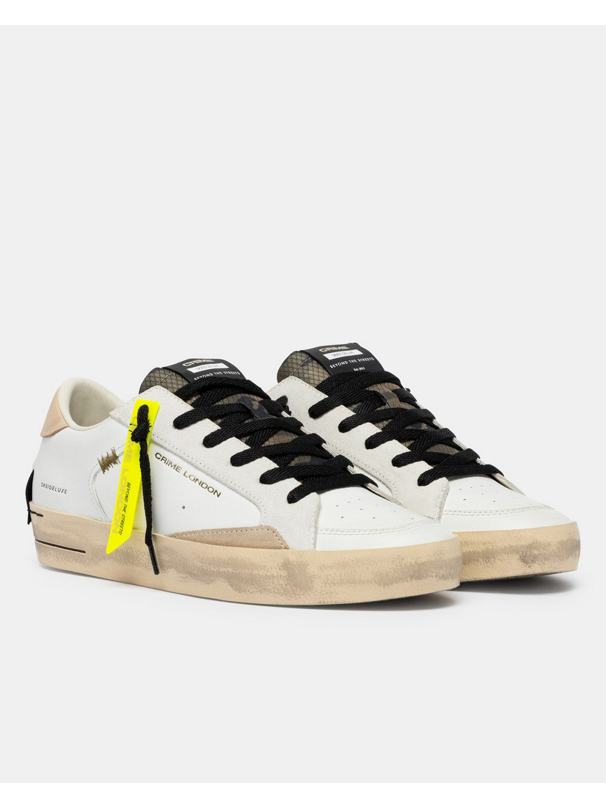 CRIME LONDON Sneaker Uomo SK8 DELUXE DUNE DRIFT 19104PP8 10 WHITE