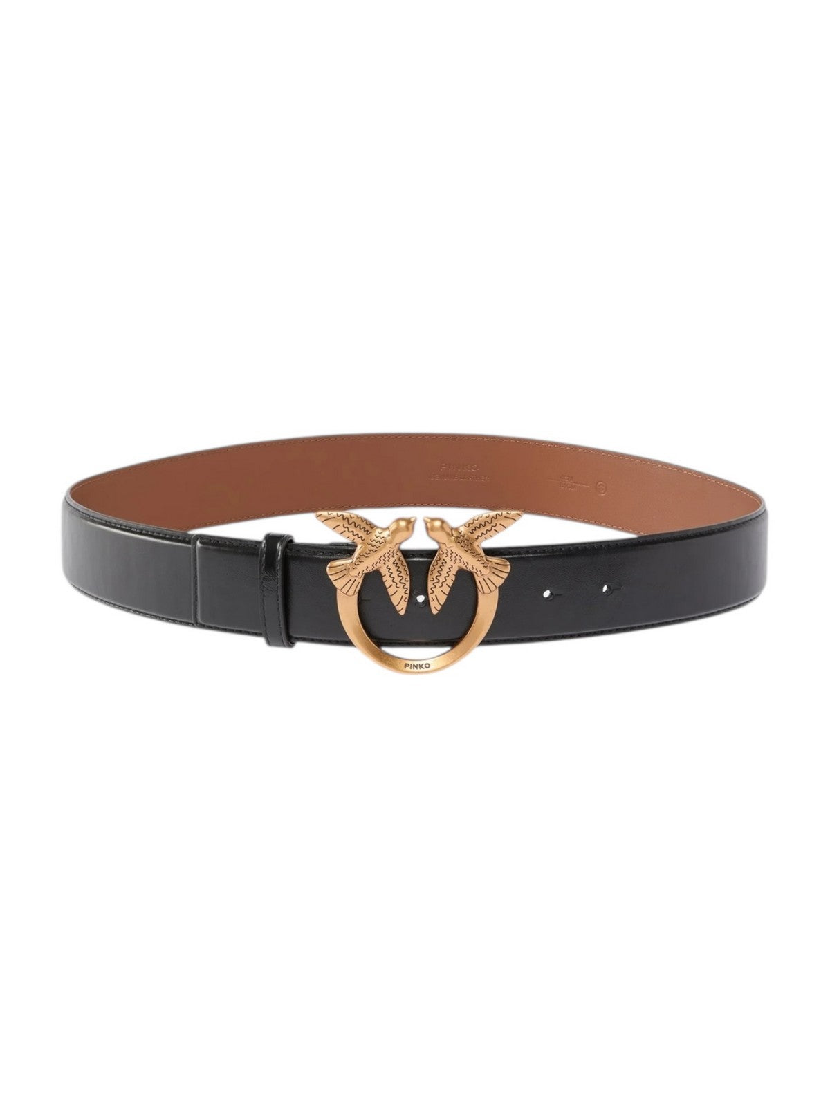PINKO Cintura Donna LOVE BERRY H4 BELT.LOW VITELLO 100120-A31J ZL2Q NERO/CUOIO-ANTIQUE GOLD