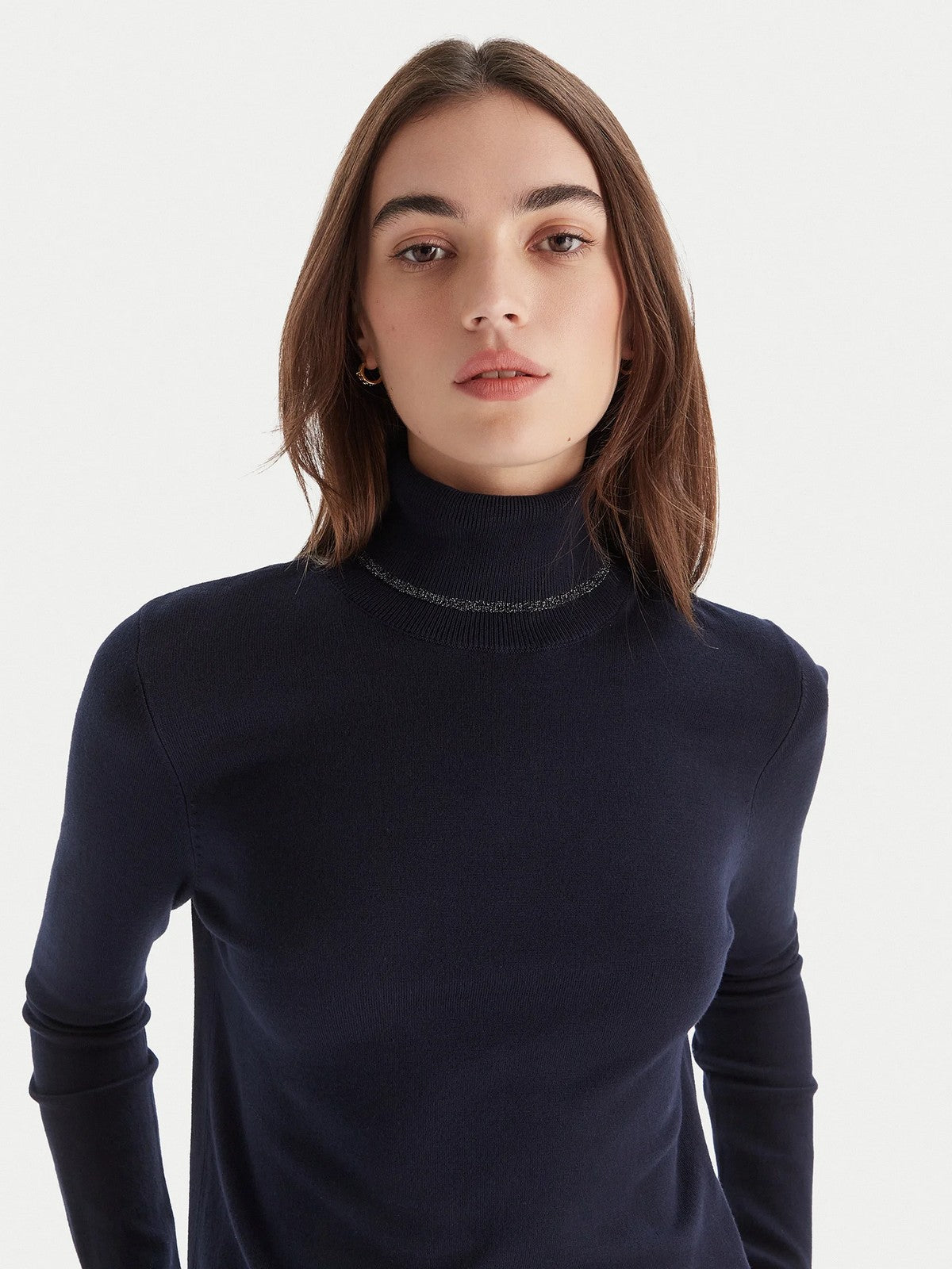 LIU JO WHITE Maglione dolcevita Donna MF5229MS49I 93932 Navel blue