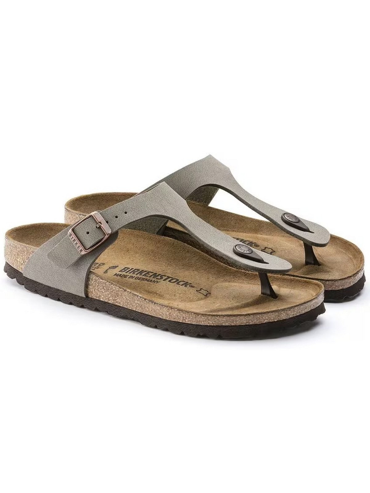BIRKENSTOCK Sandalo Unisex adulto Gizeh stone, Birkibuc 043391 Grigio gioboutiqueweb
