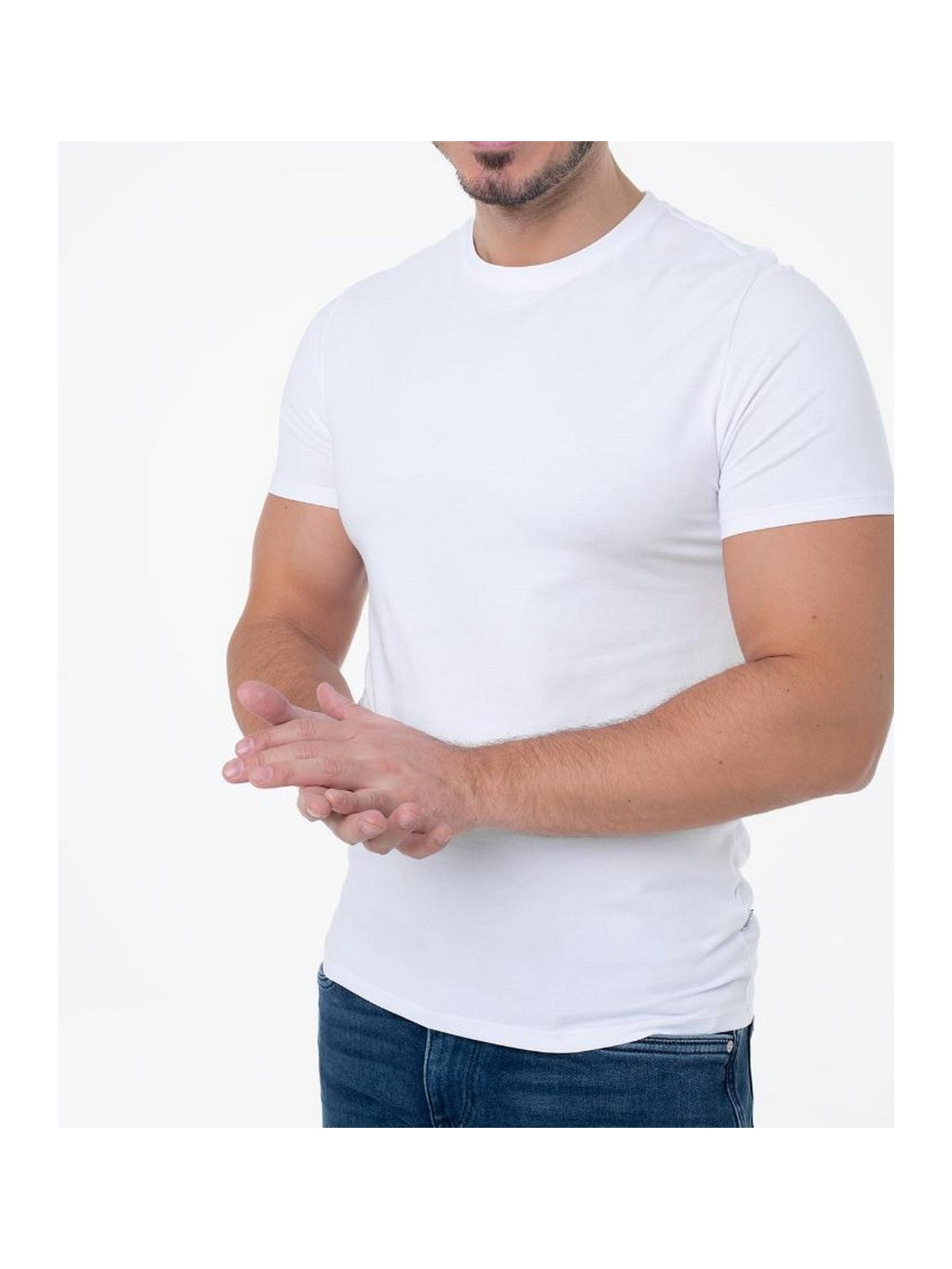 GUESS T-shirt Uomo GJ SLIM FIT SINGLE CN TEE M4BZ39 K6YW1 G011 PURE WHITE gioboutiqueweb