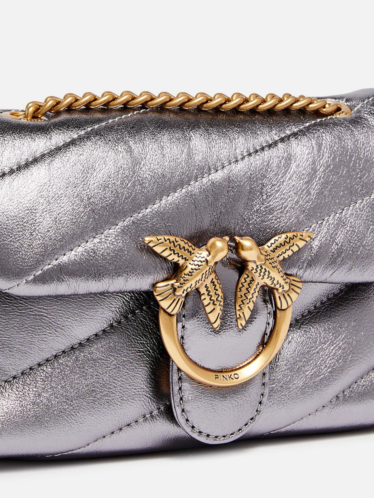 PINKO Borsa Donna Love Puff Baby Cl Sheep Nappa 100040-A360 IEHQ ANTRACITE-ANTIQUE GOLD