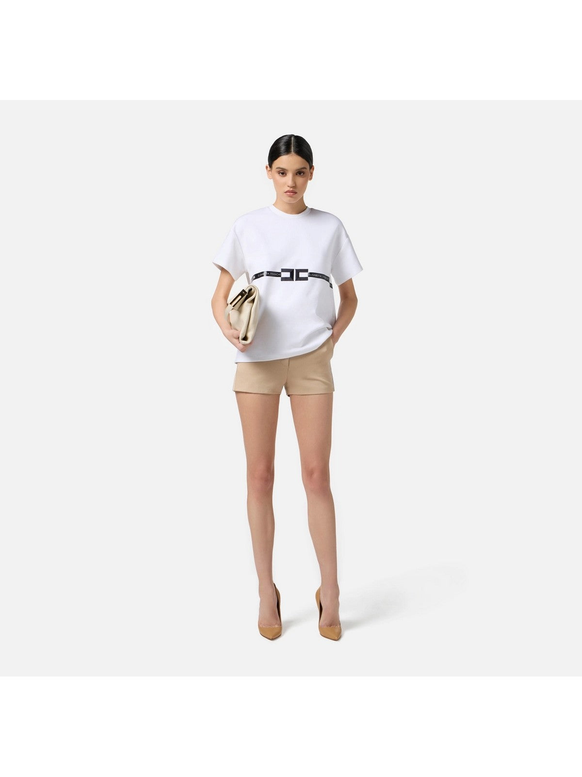 ELISABETTA FRANCHI T-shirt Donna MA02256E2 270 GESSO gioboutiqueweb