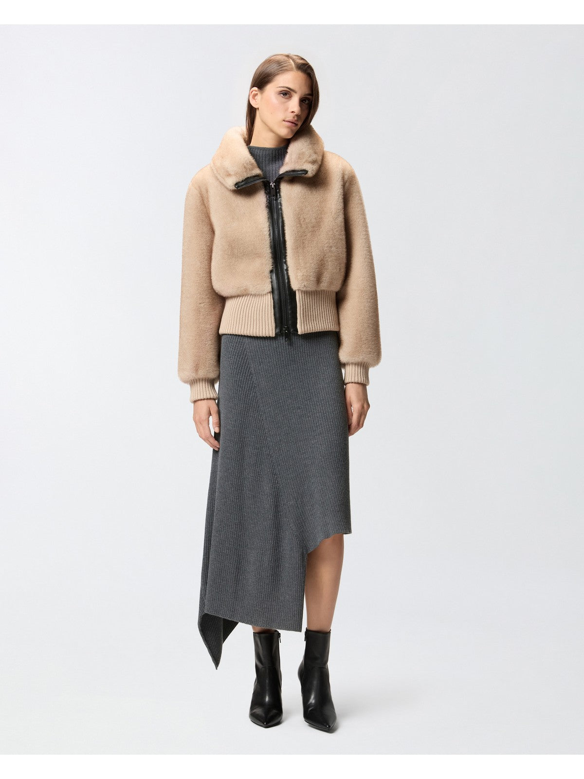 PINKO Pelliccia Donna BAGELS BOMBER 105399-A2PI C60 BEIGE-CHIARO DI LUNA