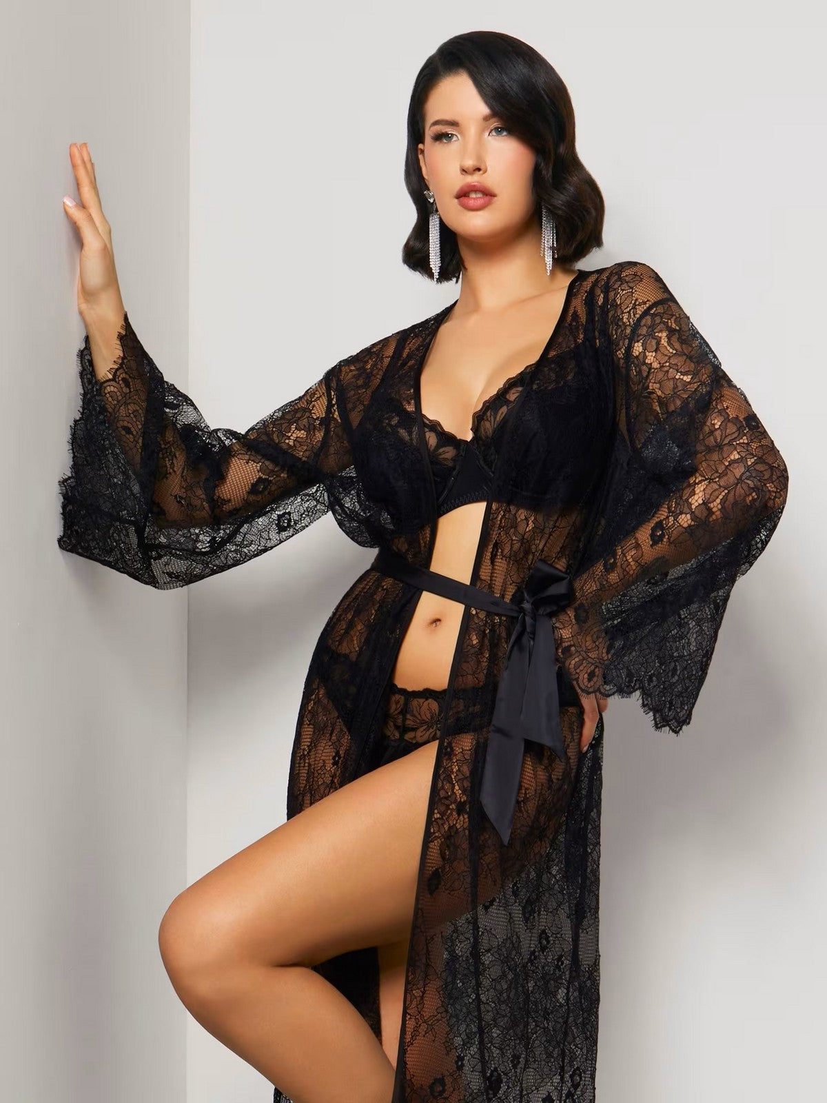 GUESS BEACHWEAR Abito Donna Long Kimono O4GX10 KC9S0 JBLK Nero gioboutiqueweb