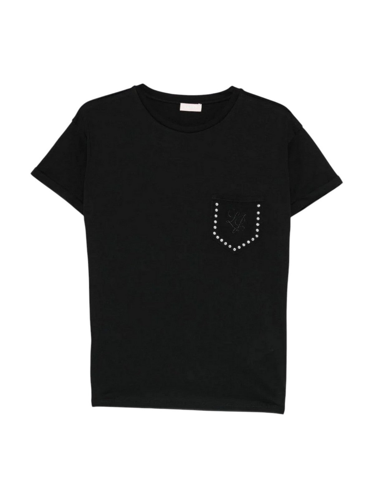 LIU JO WHITE T-shirt Donna WA6372JS923 P9443 Nero LJ studs breast