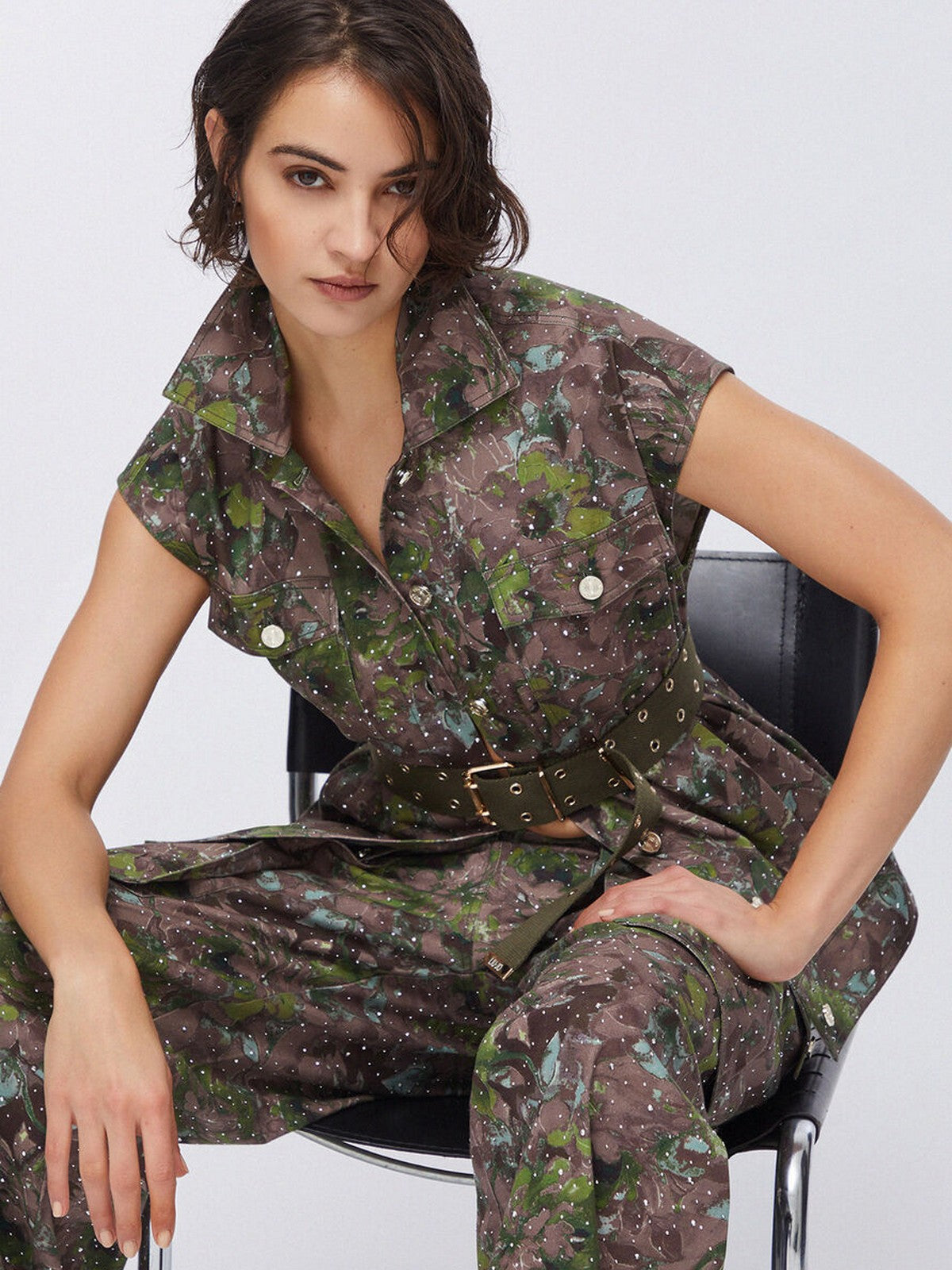 LIU JO WHITE Gilet Donna WA6341T433A P9360 Dk.olive comouflower